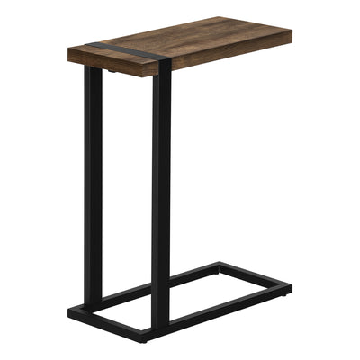 Brown Reclaimed Wood-look Black Metal Side Table