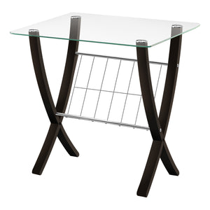 Table d’appoint en bois courbé espresso avec verre trempé