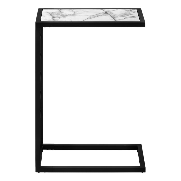 Table d’appoint métal noir et imitation de marbre blanc