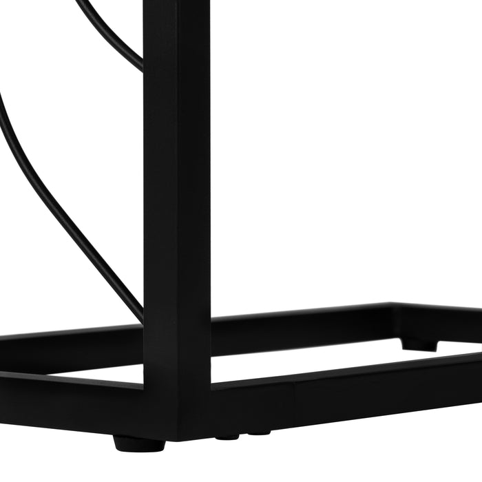 Table d’appoint métal noir et imitation de marbre blanc