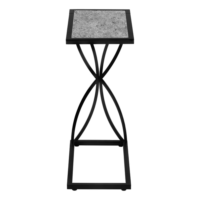 Table d’appoint métal noir et d’apparence pierre gris