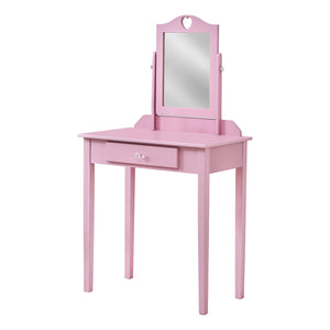 Coiffeuse rose avec miroir et tiroir de rangement