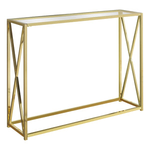 Table d’appoint en métal doré avec verre trempé