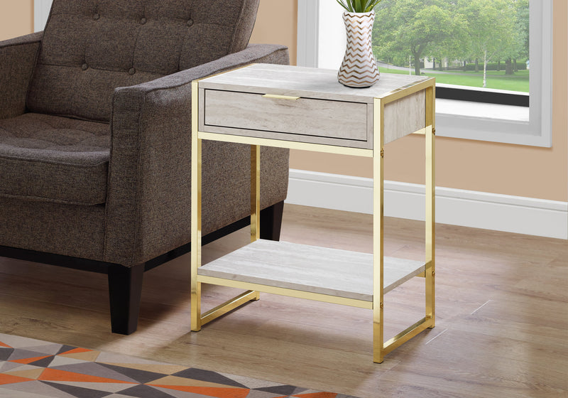 Table d’appoint en métal doré et marbre beige