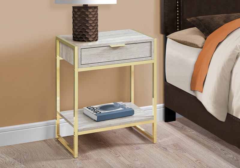 Table d’appoint en métal doré et marbre beige