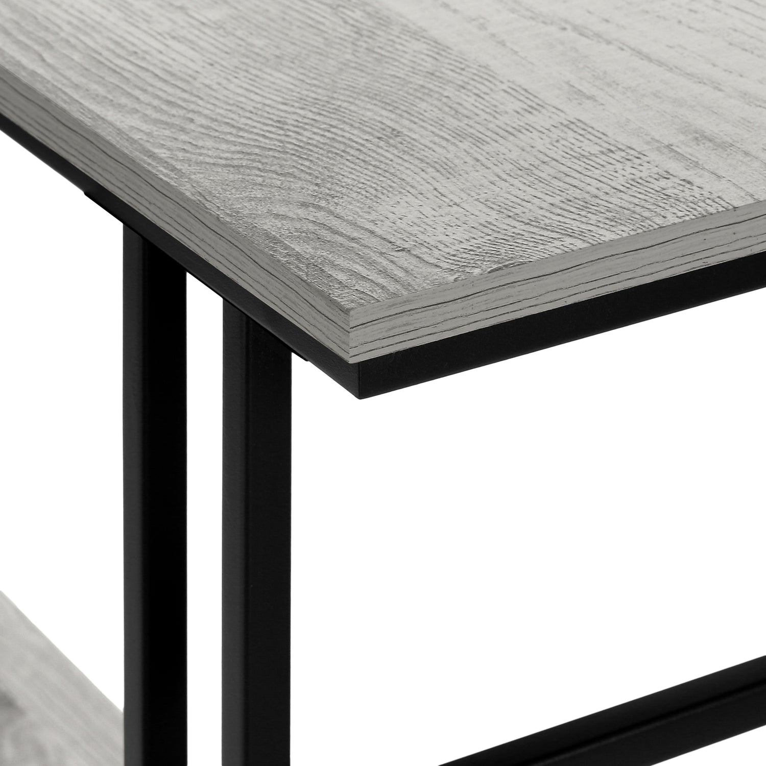 Table console en métal et verre 140x35x80 cm - gris foncé et noir - st Table console en métal et verre 140x35x80 cm - gris foncé et noir - st