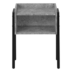Table d’appoint métal noir et d’apparence pierre gris
