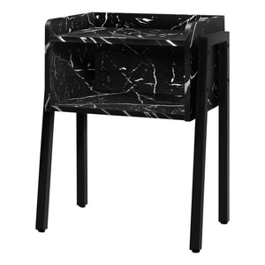 Table d’appoint en métal noir et imitation marbre noir