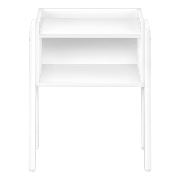 Table d’appoint blanche et métal blanc