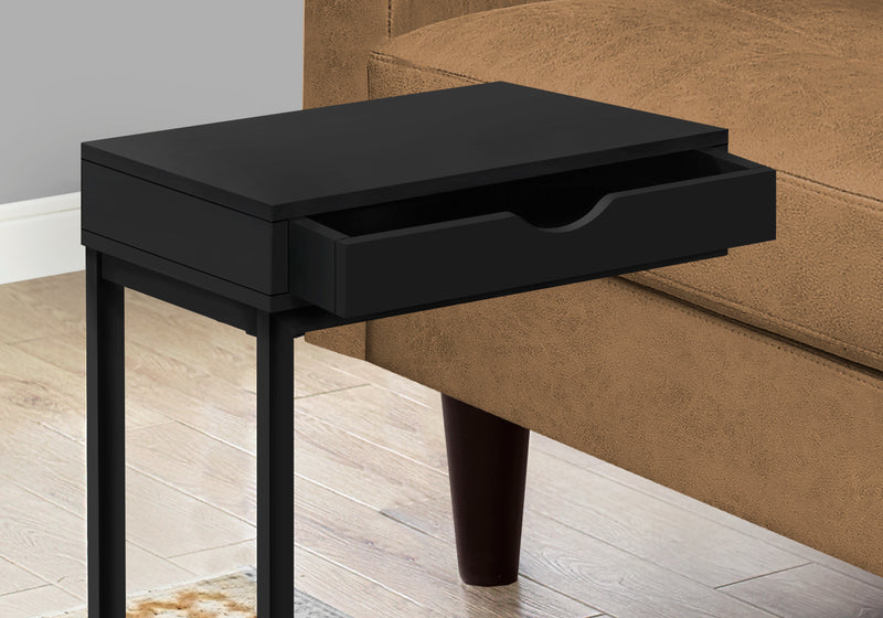 Table d’appoint noire et métal noir avec un tiroir