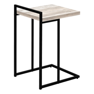 Table d’appoint en métal noir et d’apparence bois recyclé taupe