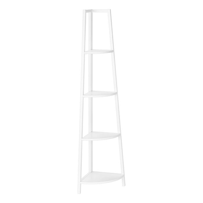 Bibliothèque étagère en coin blanche et métal blanc