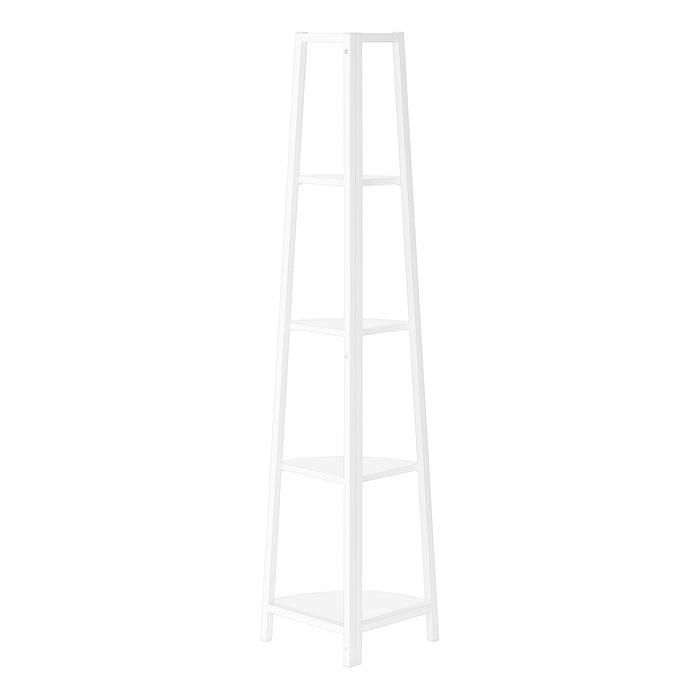 Bibliothèque étagère en coin blanche et métal blanc