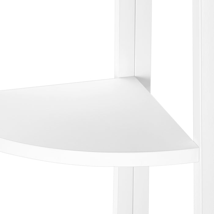 Bibliothèque étagère en coin blanche et métal blanc
