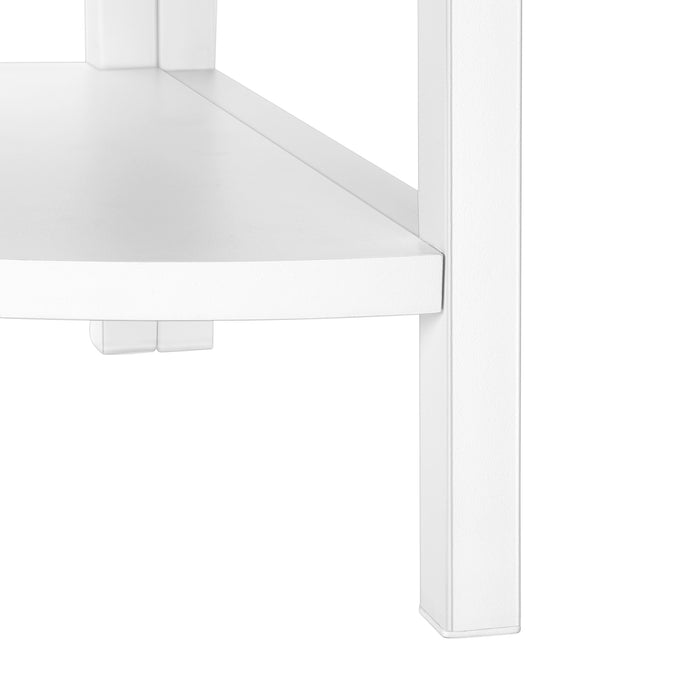 Bibliothèque étagère en coin blanche et métal blanc