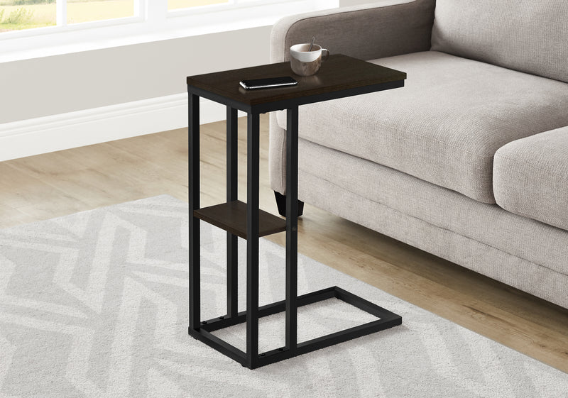 Table d’appoint espresso et métal noir