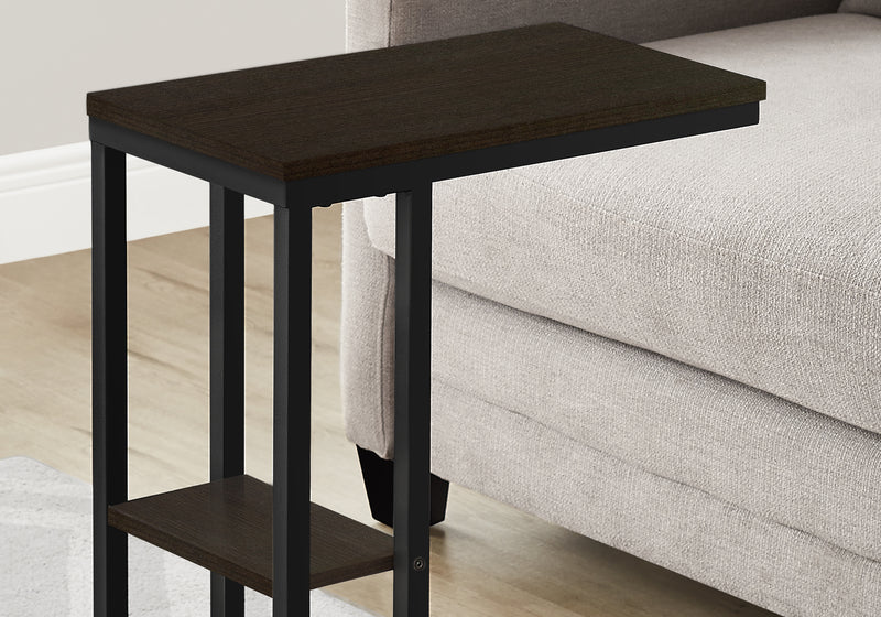 Table d’appoint espresso et métal noir