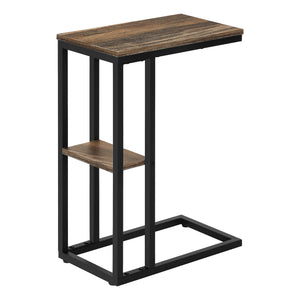 Table d'appoint en métal noir et d’apparence bois recyclé brun moyen