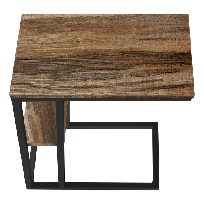 Table d'appoint en métal noir et d’apparence bois recyclé brun moyen