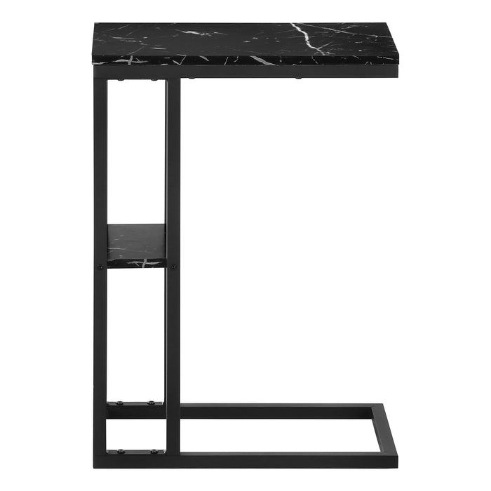 Table d’appoint en métal noir et imitation de marbre noir