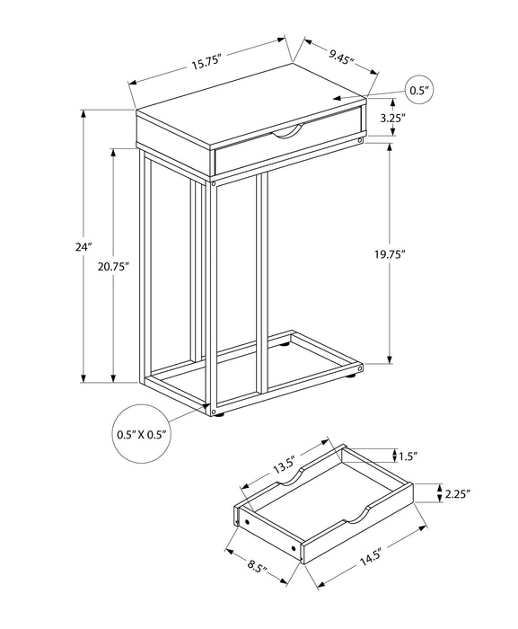 Table d'appoint argentée et noire
