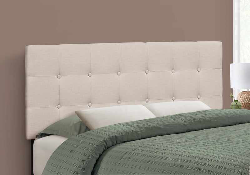 Tête de lit d’apparence lin beige pour lit double