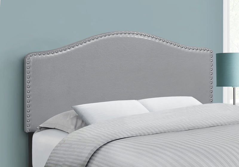 Tête de lit d’apparence cuir gris pour lit double