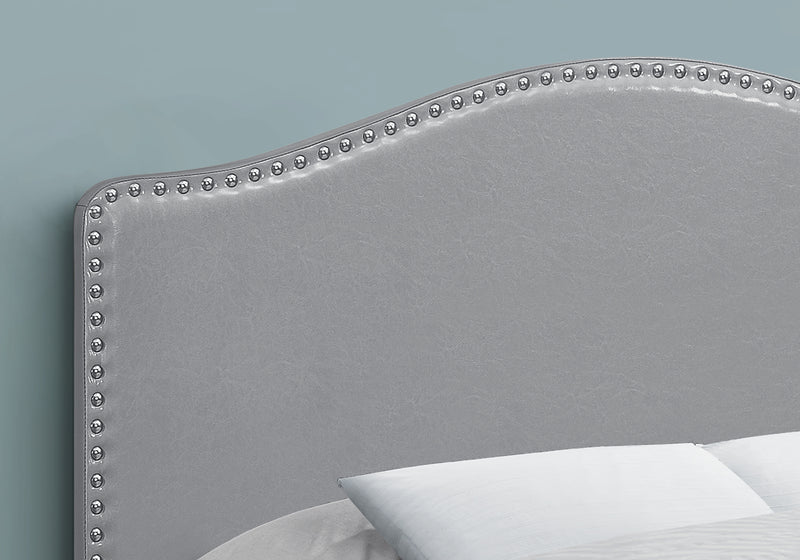 Tête de lit d’apparence cuir gris pour lit double