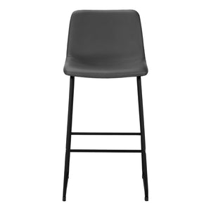 Tabouret bar noire et d’apparence cuir taupe avec dossier courbé