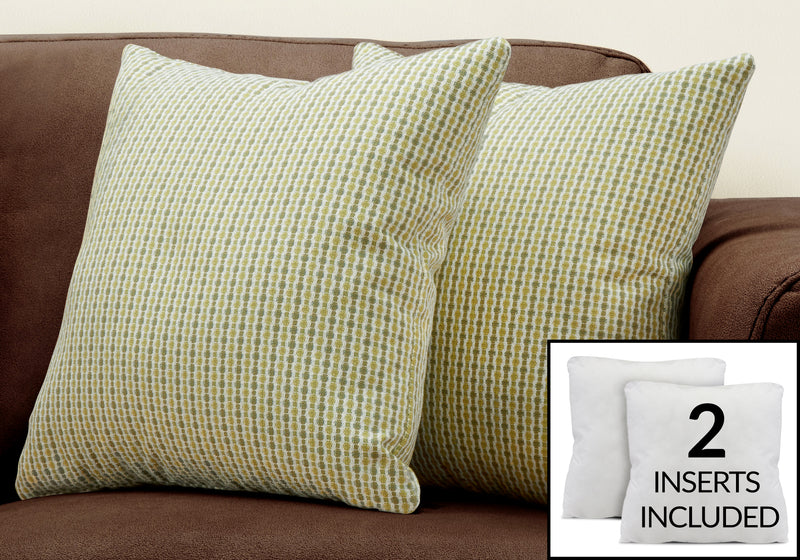 Coussin 2 pièces abstrait à pois vert foncé et clair
