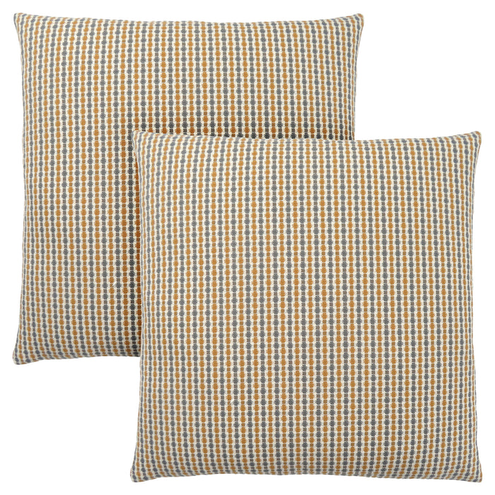 Coussin 2 pièces abstrait à pois gris et doré