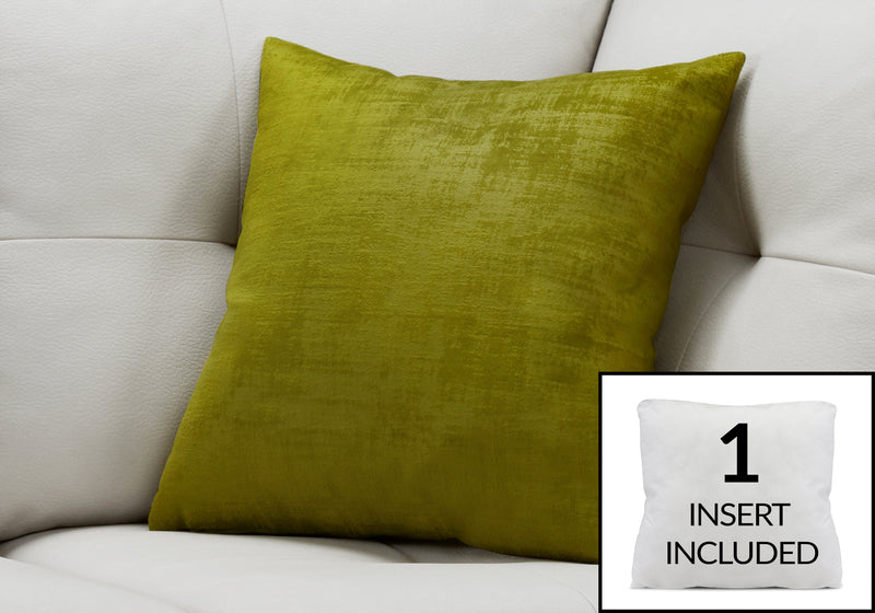 Coussin 1 pièce velours brossé vert lime