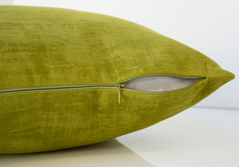 Coussin 1 pièce velours brossé vert lime