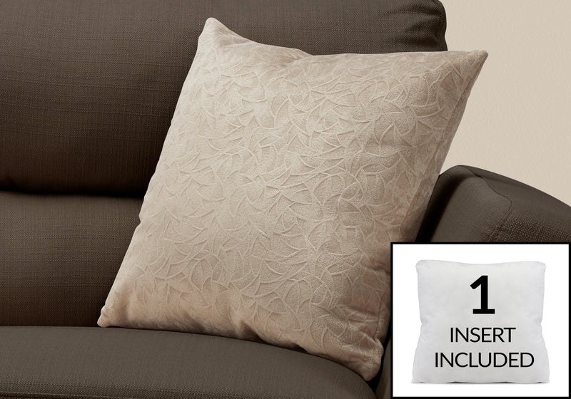 Coussin 1 pièce en velours à motif floral taupe