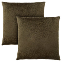 Coussin 2 pièces en velours à motif floral vert foncé