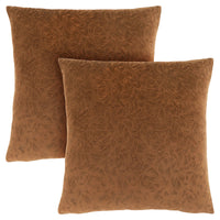 Coussin 2 pièces en velours à motif floral brun clair