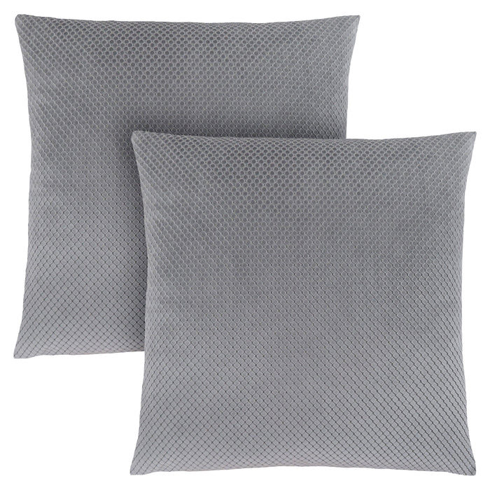 Coussin 2 pièces en velours à motif de diamant argenté