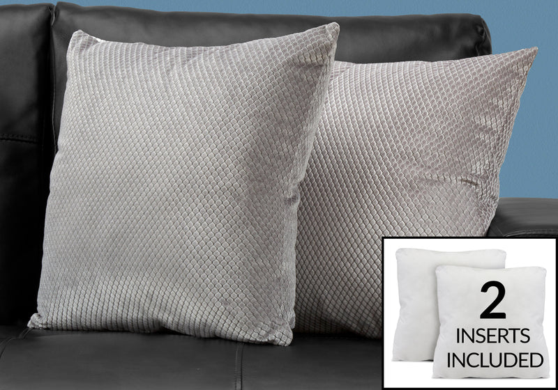 Coussin 2 pièces en velours à motif de diamant argenté
