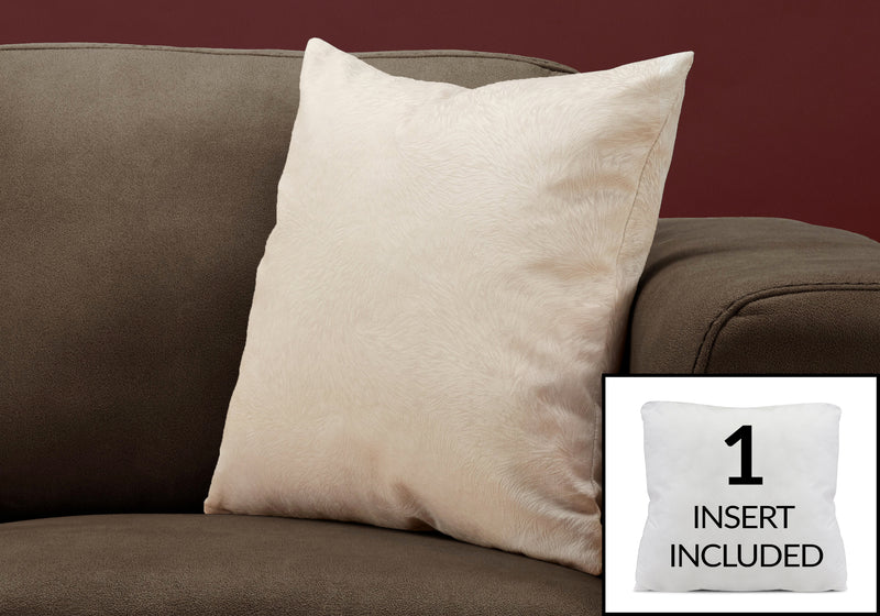 Coussin 1 pièce en velours à motif de plume taupe clair