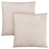 Coussin 2 pièces en velours à motif de plume taupe clair