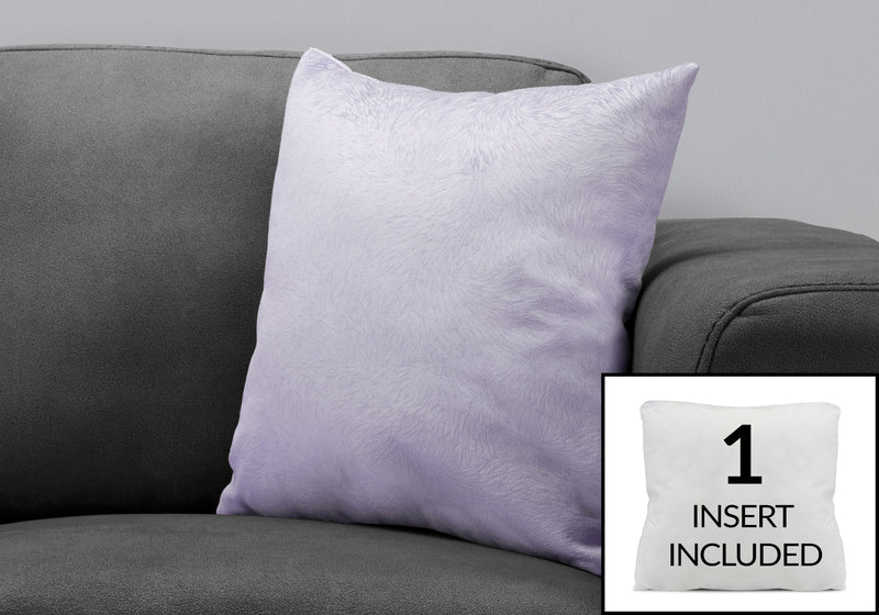 Coussin 1 pièce en velours à motif de plume violet clair