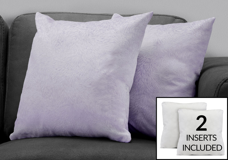 Coussin 2 pièces en velours à motif de plume violet clair