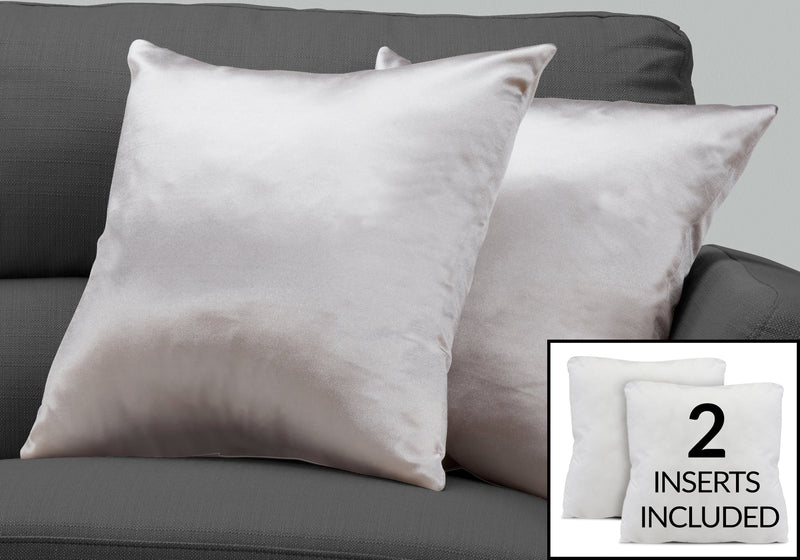 Coussin 2 pièces argenté satiné