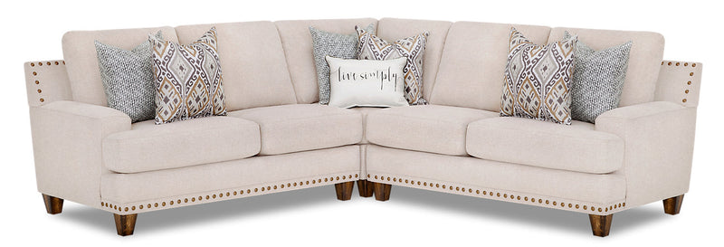 Jairo 3-Piece Linen-Look Fabric Sectional - Linen - {Country}, {Contemporary} style Sectional in Linen {Plywood}