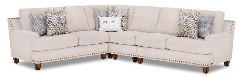 Jairo 4-Piece Linen-Look Fabric Sectional - Linen - {Country}, {Contemporary} style Sectional in Linen {Plywood}