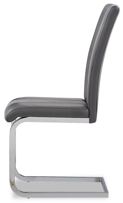 Chaise de salle à manger Jaye en tissu de cuir végétalien et en métal - grise