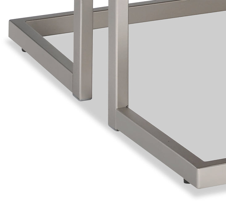 Table à café moderne Jesse de 47 po - grise et étain avec base en métal