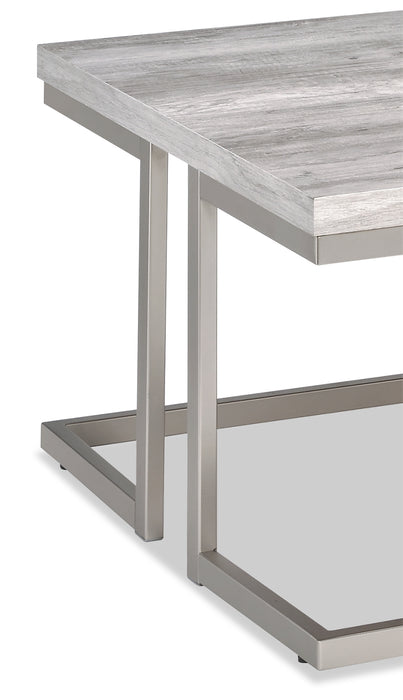 Table à café moderne Jesse de 47 po - grise et étain avec base en métal