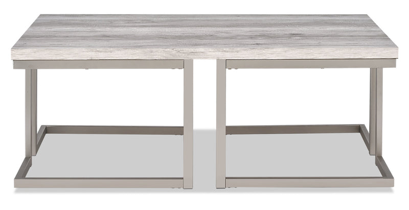 Table à café moderne Jesse de 47 po - grise et étain avec base en métal