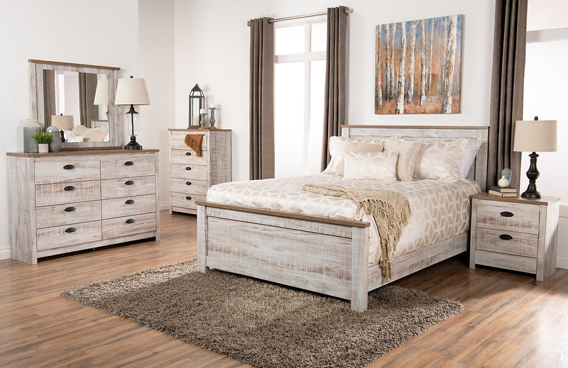 Commode verticale Kaia de 31,38 po (L) x 45,3 po (H) à 5 tiroirs pour la chambre à coucher, fabriquée au Canada - blanchie